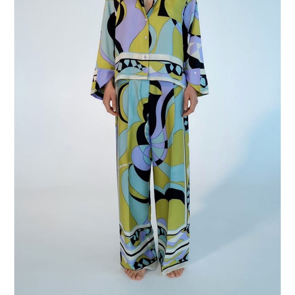 NWOT Zara wide leg printed pants